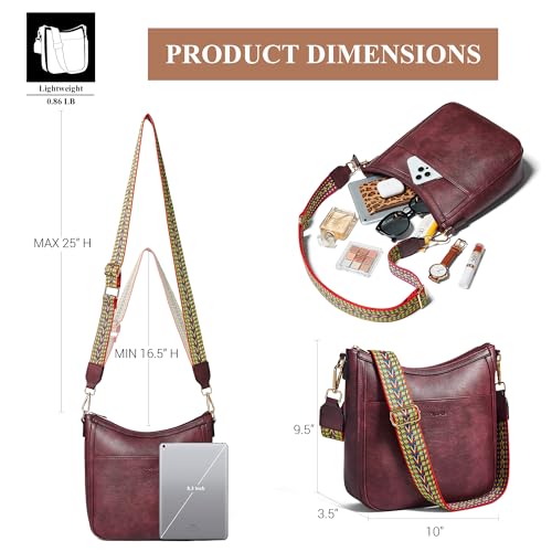 Image of Leather Crossbody Purse for Women Crossbody Bag for Daily Travel | Trendy Vegan Leather Medium Crossbody Purse with Adjustable Strap Women's Hobo Shoulder Handbags for Work