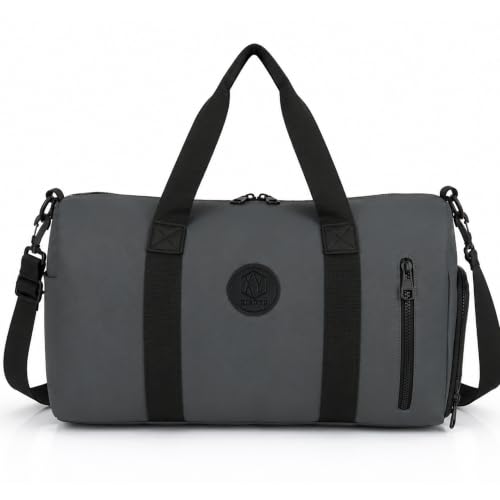 Image of Storite Travel Duffel Bag for Women & Men, Water-Resistant Nylon Weekender Bag with Adjustable Shoulder Strap, Lightweight Overnight Luggage Bag for Travel, Sports & Daily Use (Grey Front Zip)