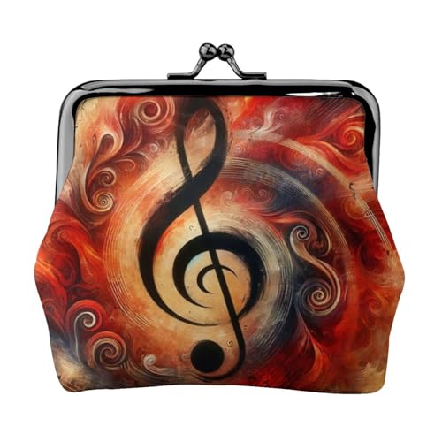 Pu Leather Buckle Coin Purse Abstract-Music-Art Girls Kiss-Lock Change Purse Wallets