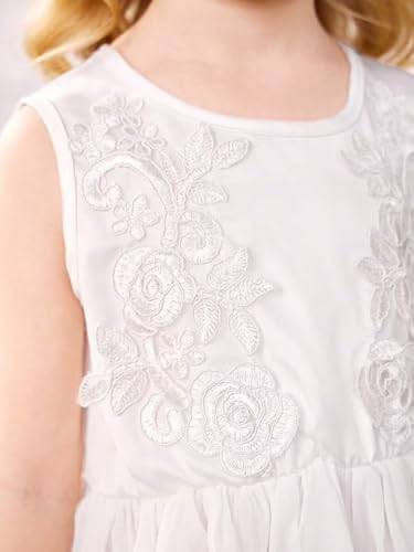 Lace Applique Flower Girl Dress for Wedding Chiffon Tiered Sleeveless A-Line Short Crew Neck Princess Ball Gowns4