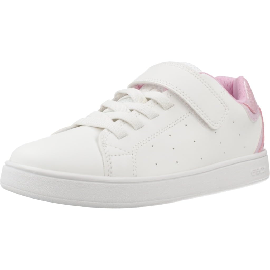 Geox J ECLYPER Girl A Trainers, White/Pink, 35 EU