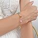 Balaijor Fashion 18K Gold Plated Star Bracelet Stainless Steel Enamel Heart Charm Link Chain Bracelet(Gold)