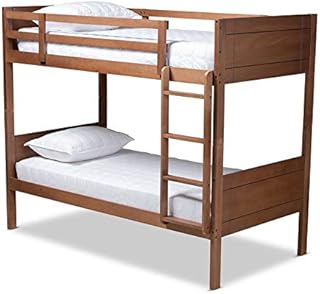 Bowery Hill Walnut Brown Finished Wood Twin Size Bunk Bed
