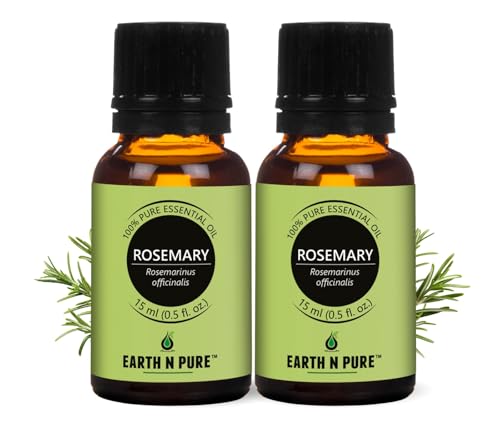 Image of Earth N Pure Rosemary Essential Oil | 100% Pure, Natural & Undiluted | Steam Distilled Rosemary Oil for Hair, Scalp, Skin, Aromatherapy & Diffuser | Vegan & Cruelty-Free | 15ml Pack of 2