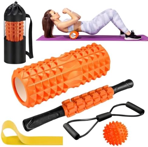 Rouleau de Massage, Qveetry Foam Roller avec bâton de rouleau mus...