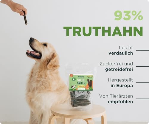 Wolf Belly - Dental Sticks Hund Getreidefrei (28 Stück) 93% Pute & Minze | Zahnpflege & Frischer Atem | Beruhigend & Beschäftigend | Leckerer Fleischgeschmack | Proteinreich - Made in Europe