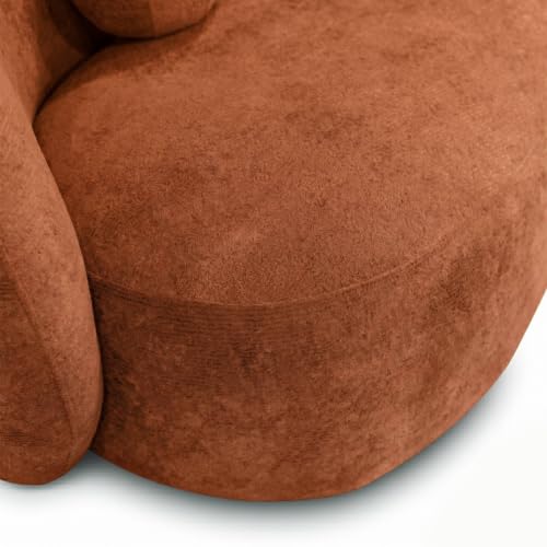 Image of Furniture of America Sylin Modern Chenille Sofa with Pillows, Curved Arms and High Density Foam, Wooden Comfortable Couch for Living Room, Office, Terracotta Brown