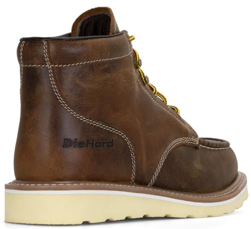 DieHard Men's Mustang casual Brown Leather Wedge Boots. Ankle-High, Slip-Resistant, Soft Toe4