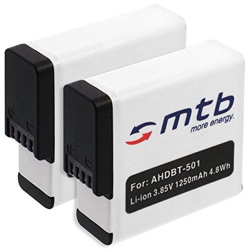 2X Baterías Compatible con GoPro Hero 5, Hero5, Hero 6, Hero6 [Li-Ion - 1250 mAh - Compatible con Todos los firmwares (V2.51+)]