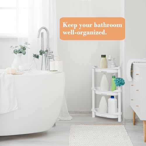 ELYKEN Corner Shower Caddy Standing, 3 Tier Plastic Shower Organizer, White by ELYKEN - Used condition - Image 8