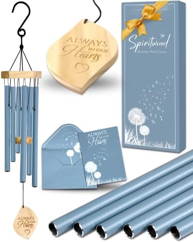 Spiritwind Sympathy Wind Chimes for Loss of Loved One | Memorial Wind Chimes for Loss of Loved One Prime Sympathy Gift | Memory Wind Chimes for Loved Ones Lost | Condolence, Bereavement Gifts (Blue)