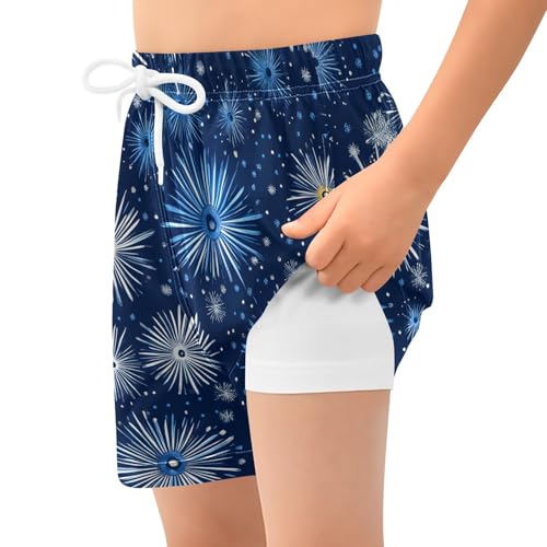 Toddler Boys Swimwear Swim Trunks with Compression Liner 4T Fireworks Blue2
