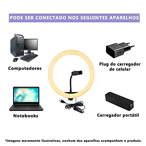 Iluminador LED Ring Light Tripé Maquiagem Luz Contínua