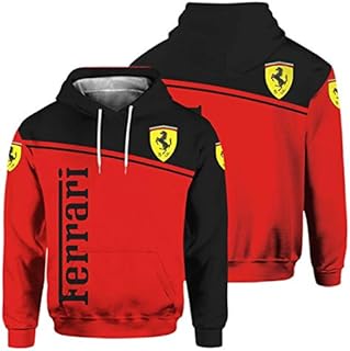 Men's Hoodie Long Sleeve Digital Printed F.e.r.r.a.r.i Sweatshirt (3,S)