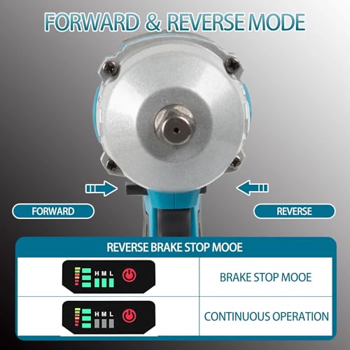 Image of Krost Pro Series 1000Nm Torque Cordless Impact Wrench 1 /2 inch, Brushless Motor 21V(37V Max) Double Li-Ion Batteries, Auto Stop Function, Forward /Reverse Rotation, Variable Speed (Cordless Kit) - Hex