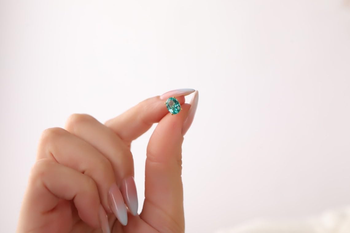 rare quality natural paraiba tourmaline stud in 925 sterling silver gold plated | oval shape earring,minimalist style studs for women |LK_VSTD_0040