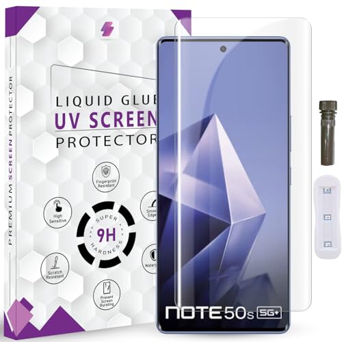 Image of Advanced HD+ UV Tempered Glass Screen Protector For Infinix Note 50s 5G (6.78 Inch, Pack of 1) Full Adhesive UV Curved Screen Guard, Case Friendly