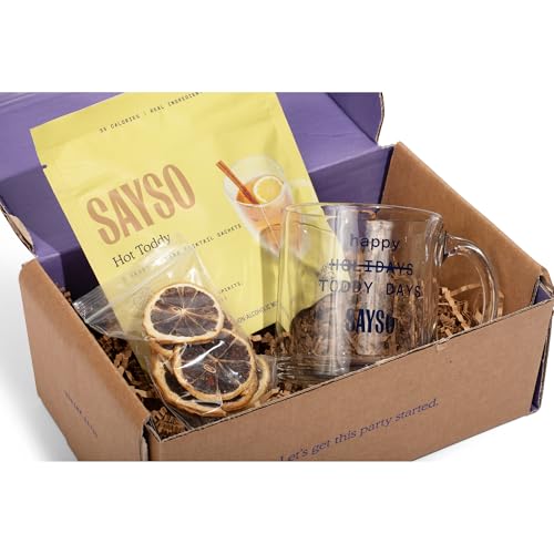 Image of SAYSO Hot Toddy Gift Box | Includes Dehydrated Lemon Slices for Garnish | Craft Cocktail or Mocktail in 1 Min, Just Add Water + Spirits