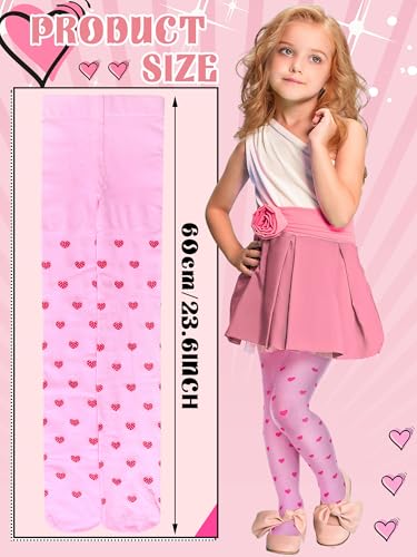3 Pairs Girls Pantyhose Love Pattern Tights Toddlers Jacquard Pantyhose Seamless Stocking Color Leggings 4-12 Years3