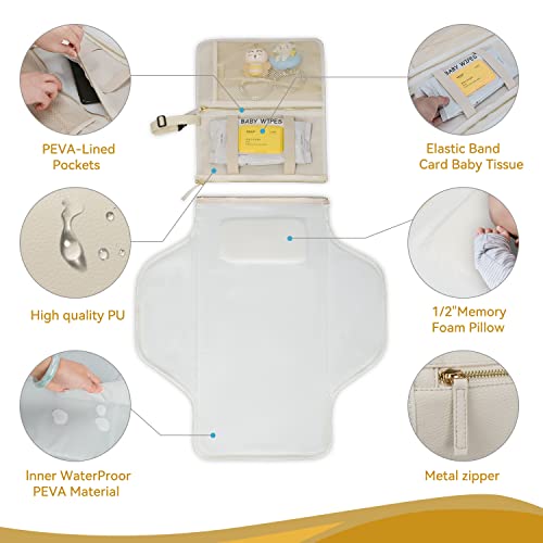Zaveena Portable Diaper Changing Pad. Portable Changing Pad For Diaper Bag. Travel Changing Pad. Newborn Essentials, Newborn Girls And Boys, Cream, 750 Count #TOP1