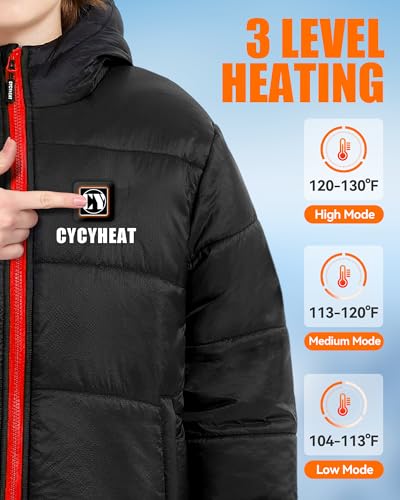 Image of CYCYHEAT Kids Heated Jacket - Boys and Girls Heating Jackets Hoodie Coat With Battery Pack Heated Clothing for Skiing