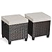 GIANTEX Set di 2 sgabelli da giardino in rattan, con cuscino, sgabello da giardino, sgabello da balcone, sgabello da giardino, portata 180 kg, piccolo sgabello in rattan, 40 x 40 x 39 cm