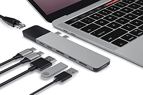 HyperDrive USB C Hub, NET 6-in-2 for MacBook Pro Air, Multi-Port USB-C Dongle w/Gigabit Ethernet, 40Gbps/100W PD, 5Gbps/60W PD, 4K30Hz HDMI