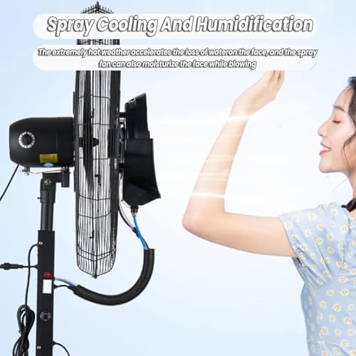 28" Commercial Oscillating Misting Fan - Portable Outdoor Fan for Patio, Greenhouse, Industrial & Residential Use - 42L Water Tank, Ideal for Cooling & Air Circulation