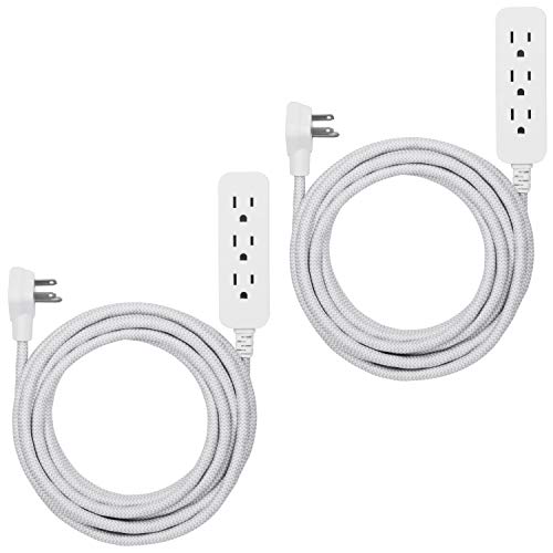 Super Cheap 🛒 GE Pro 3-Outlet Power Strip with Surge Protection, 2 Pack, 15 Ft Designer Braided Extension Cord, Grounded, Flat Plug, 250 Joules, Warranty, UL Listed, White/Gray, 53262 Tech Deals 🔥 GE Pro 3-Outlet Power Strip with Surge Protection, 2 Pack, 15 Ft Designer Braided Extension Cord, Grounded, Flat Plug, 250 Joules, Warranty, UL Listed, White/Gray, 53262