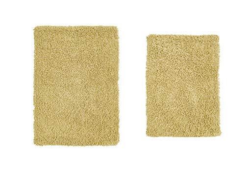 Home Weavers Fantasia Bath Rug 100% Cotton Bathroom Rugs Set, Washable Rug, Soft Cotton Extra Soft and Absorbent Bath Rug, Kitchen Mat, Bath Mat Set, Bath Floor Mat Non Slip, 2 Piece Set(M+L), Yellow