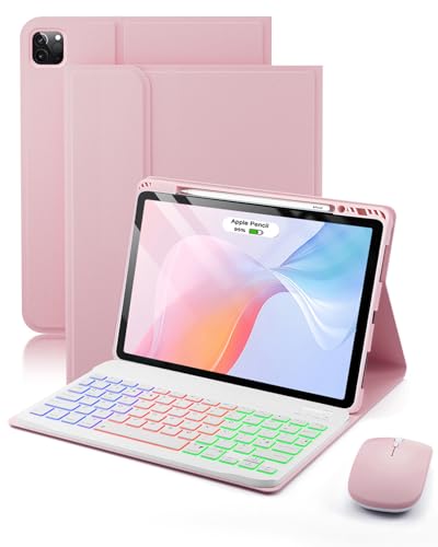 for iPad Air 13 inch (M4-2026 / M2-2024 / M3-2025) und iPad Pro 12 9 inch 6th (2022)/ 5th(2021)/ 4th(2020)/ 3th(2018) Generation Case with Wireless Bluetooth British Layout Backlit Keyboard and Mouse