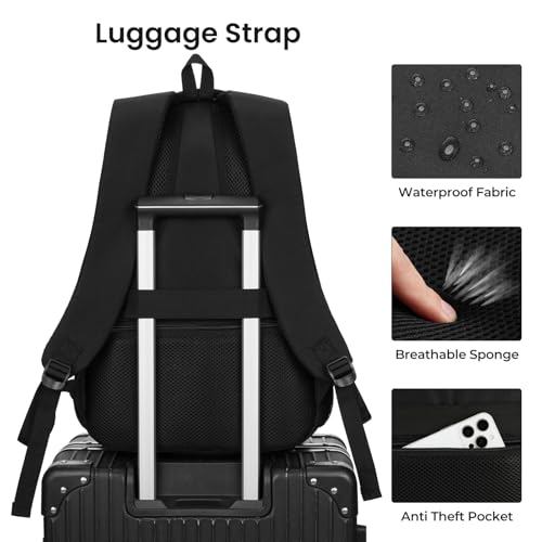 Image of YAMTION Laptop Backpack for Men and Women, Black Backpack, School Backpack for Boys and Girls, Bookbag, Work Backpack Fits 15.6 Inch Laptop and Notebook