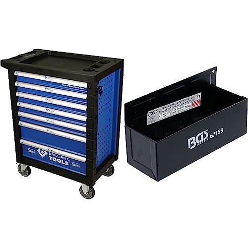 BRILLIANT TOOLS BT152900 Werkstattwagen mit 7 Schubladen, leer [Powered by KS Tools] & BGS 67156 | Magnet-Spraydosen-Ablage | 210 x 75 x 70 mm | 6 Starke Magnete, Haltekraft ca. 1,8 kg