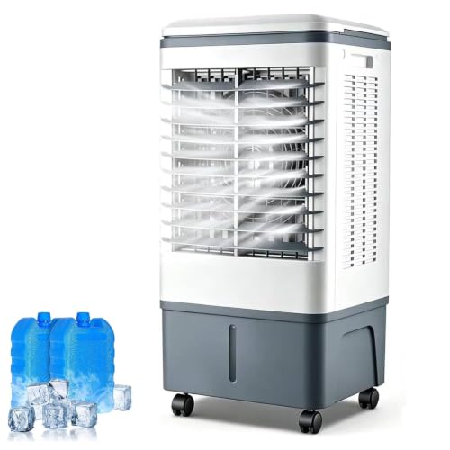 Swamp Cooler - Aire acondicionado evaporativo de 4000 CFM con tanque de agua de 10.5 galones, 3 modos, 3 velocidades, control remoto, temporizador de 7.5 horas, aire acondicionado portátil sin ventana