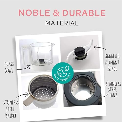 Image of Beaba Babycook Neo-6 In 1 Baby Food Processor, Blender, Steamer, Cooker & Sterilizer, Portable Baby Food Cooker, Puree Maker and Warmer (Eucalyptus)