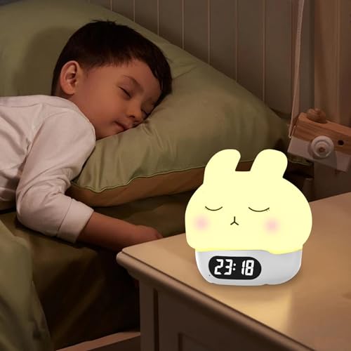 Luz nocturna de silicona y reloj despertador para niños recargable 3