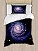 ABAKUHAUS Galaktyka Zestaw poszewek na kołdrę, Celest Galaxy Dust, Dekoracyjny 2 sztuki z 1 poszewką na poduszkę, 130 x 200 cm - 70 x 50 cm, czarny fioletowy
