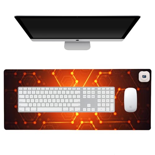 BEHUX Heated Mouse Pad, 80×33cm Winter Hand Warmer Desk Pad with 6 Heat Settings & 4 Hours Automatic Shut-Off, Heated Mouse Mat, Waterproof Electric Desk Mat for Home Office (Black)