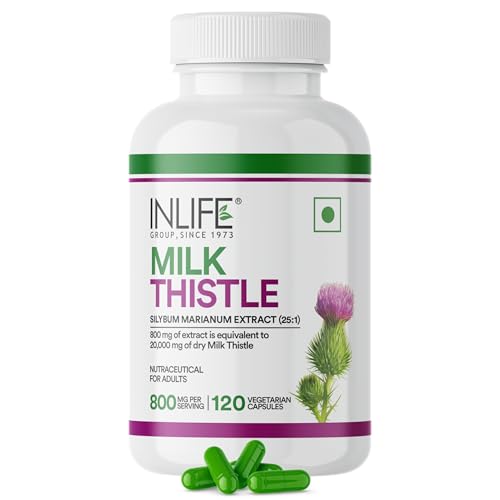 Image of INLIFE Milk Thistle 800mg per Serving, 80% Silymarin 25:1 120 Veg Capsules