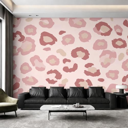 Papier peint panoramique léopard rose intissé salon moderne léopard déco murale 400x280 - 3