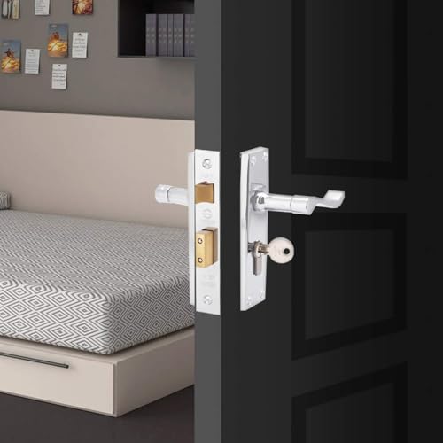 Victorian Style Euro Lock Pack with Scroll Lever Handles, Polished Chrome Door Hardware Set, Complete 35T/35 (70mm) Cylinder Lock, 2.5" Euro Sash Lock and Handle Kit, for Internal Doors - Image 5