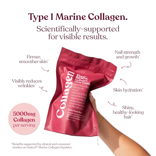 Marine Collagen Powder | Clinically Proven Collagen Supplement for Women with Hyaluronic Acid & Vitamin C | 100% Type I Hydrolysed Collagen Peptides for Hair, Skin & Nails | Collagen Glow by Free Soul