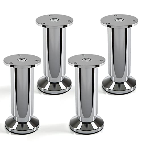 SOTECH 4 x Pied de Meuble Ajustable Chromé astiqué Capacité de Levage 250 kg Hauteur 120 mm
