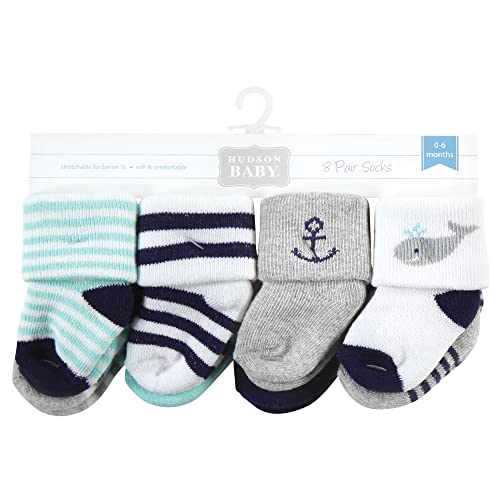 Image of Hudson Baby Baby 8-pack Cotton Rich Newborn and Terry Socks