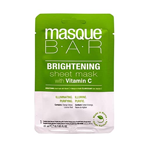 masque BAR Facial Sheet Mask (6 Pack) â€” Korean Beauty Brightening Skin Care Treatment â€” Brightens Skin Complexion, Tightens Pores & Renews Cells â€” Enhances Skin Radiance & Improves Skin Elasticity