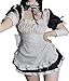 Damska seksowna francuska pokojówka kostium Kwaii anime cosplay bielizna stroje Cute lolita fantazyjna sukienka japoński niegrzeczny fartuch (Color : Black, Size : M-L)
