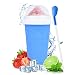 BEE&FLOWER Slushy Maker, Slush Becher Eisbecher 350ML Schnell Frieren Squeeze Cup mit 2 in 1 L?ffel und Strohhalm, Double Layer Squeeze Slushy Maker f¨¹r Sommer Zuhause DIY Slushy-blau