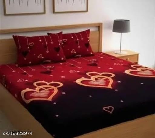 Image of Beautifully Designed Double Bedsheets with 2 Pillow Covers By AS Home Decor Red HRT 01 Crib