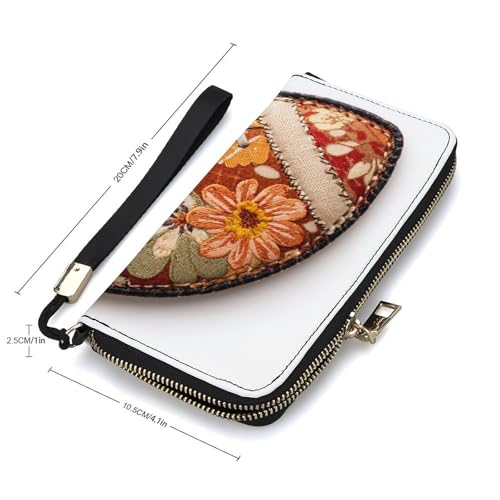 American Football Ball Flower Pattern PU Leather Clutch Long Bifold Wallet, Coin Purse Credit Pass Case, Durable Card-Holder Money Storage for Women Men2