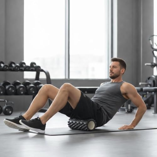 Image of PulGos Foam Roller with Hand Gripper for ๐๐ฎ๐ฌ๐๐ฅ๐ ๐๐๐๐จ๐ฏ๐๐ซ๐ฒ & ๐๐๐ข๐ง ๐๐๐ฅ๐ข๐๐ | Trigger Point Therapy for Back & Legs | Ideal for Yoga, ๐๐ญ๐ซ๐๐ญ๐๐ก๐ข๐ง๐ & Home Workout (Black)